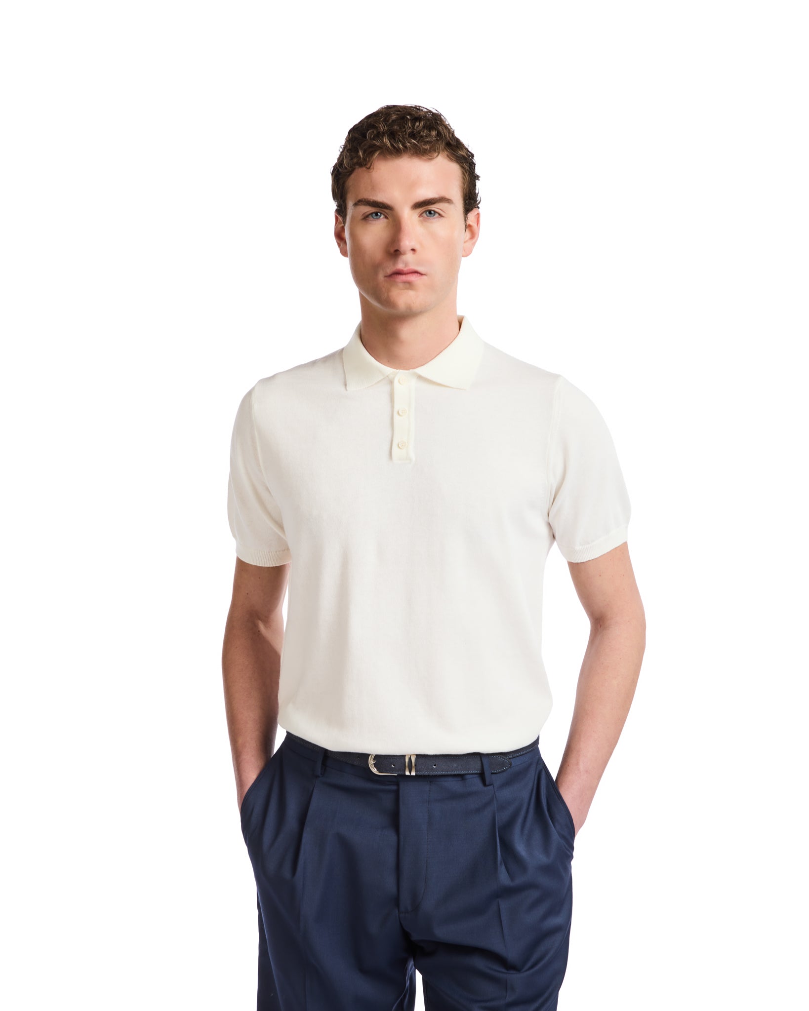 Polo Roger in maglia panna