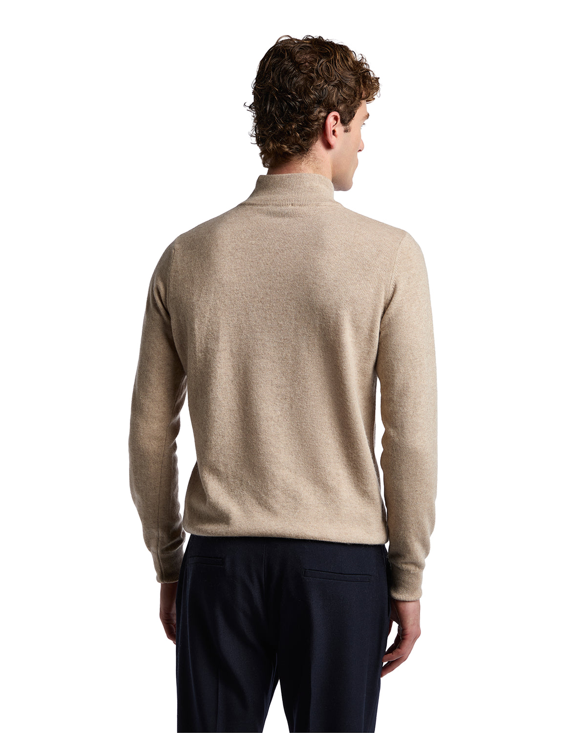 Rory zip-up turtleneck sweater in sand cashmere blend