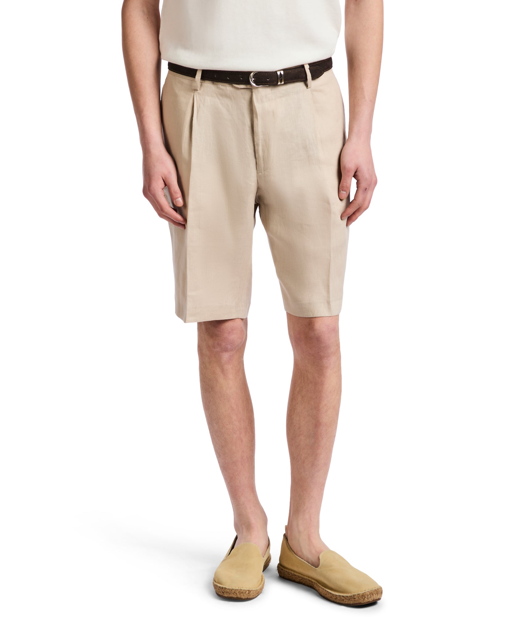 Rowan high-waisted Bermuda shorts with drawstring pleats