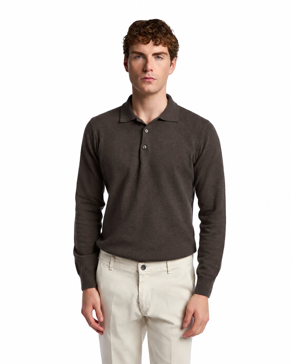 Tollegno dark brown wool Rovigo polo shirt