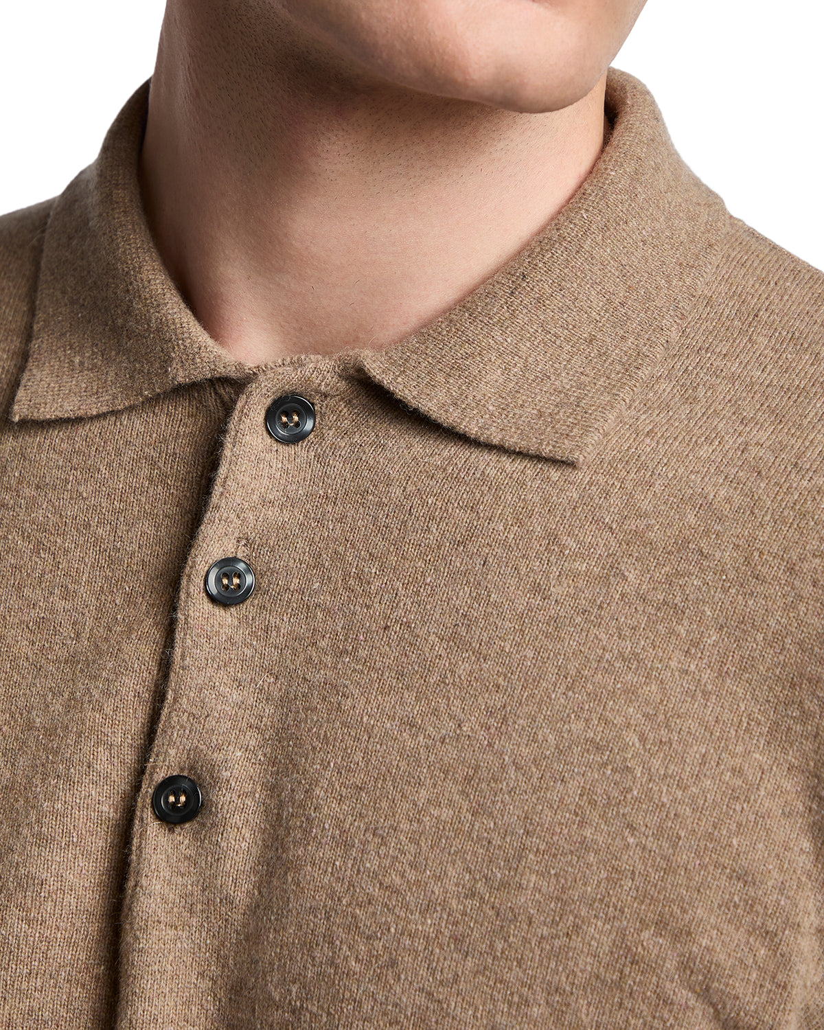 Tobacco cashmere blend Tiger polo shirt