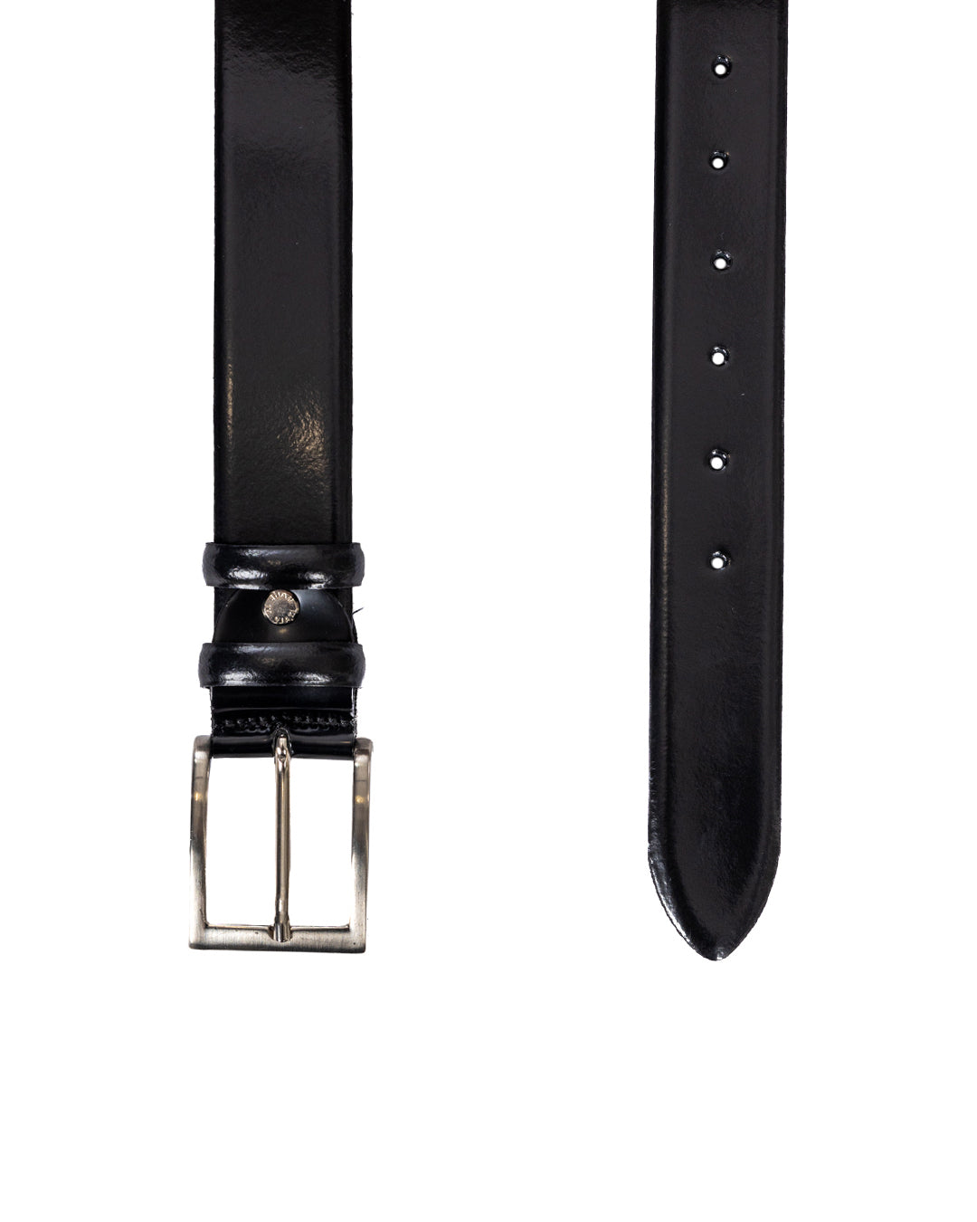 Anghiari - ceinture en cuir noir semi-brillant
