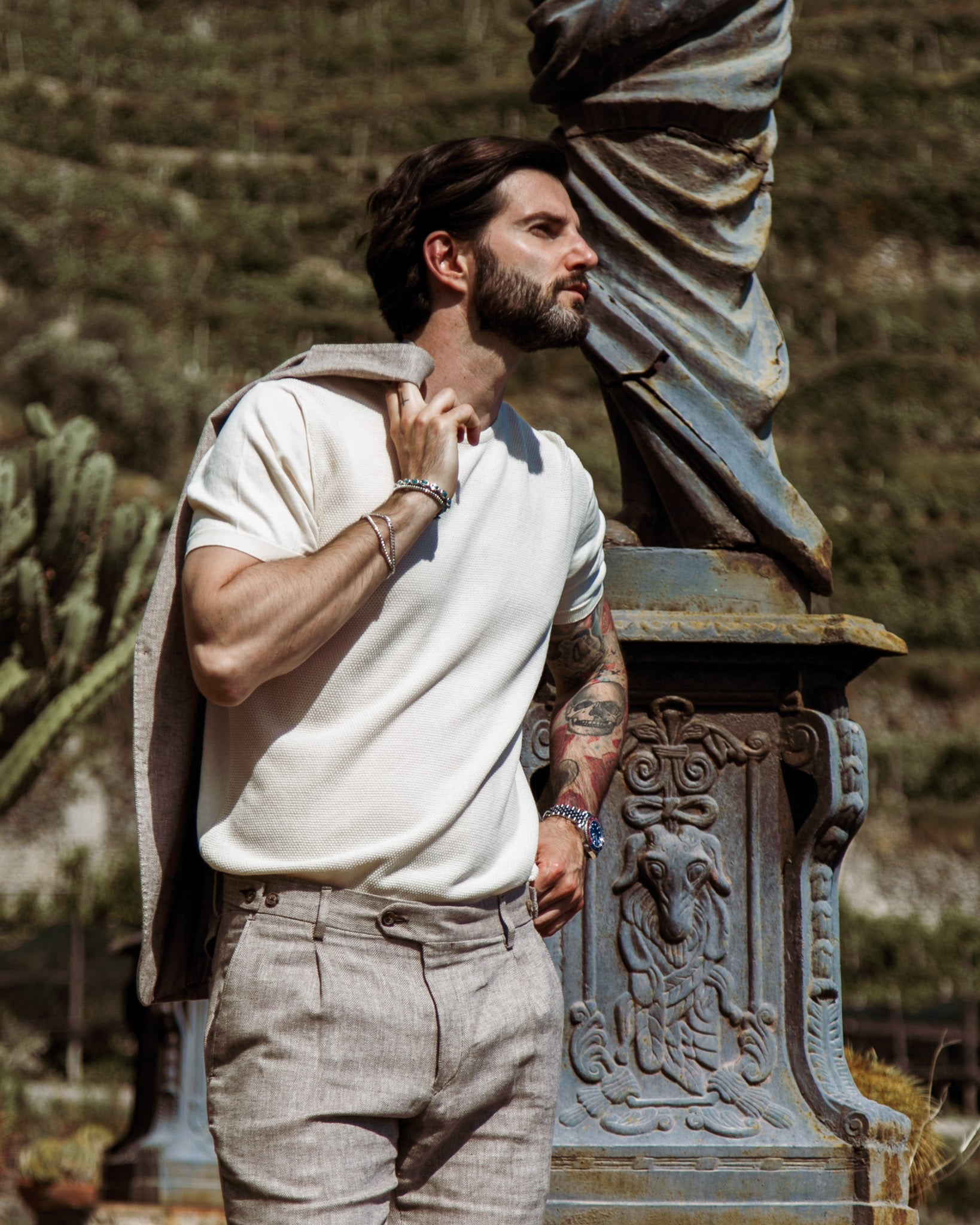 Lorenzo - camiseta crema de punto jacquard