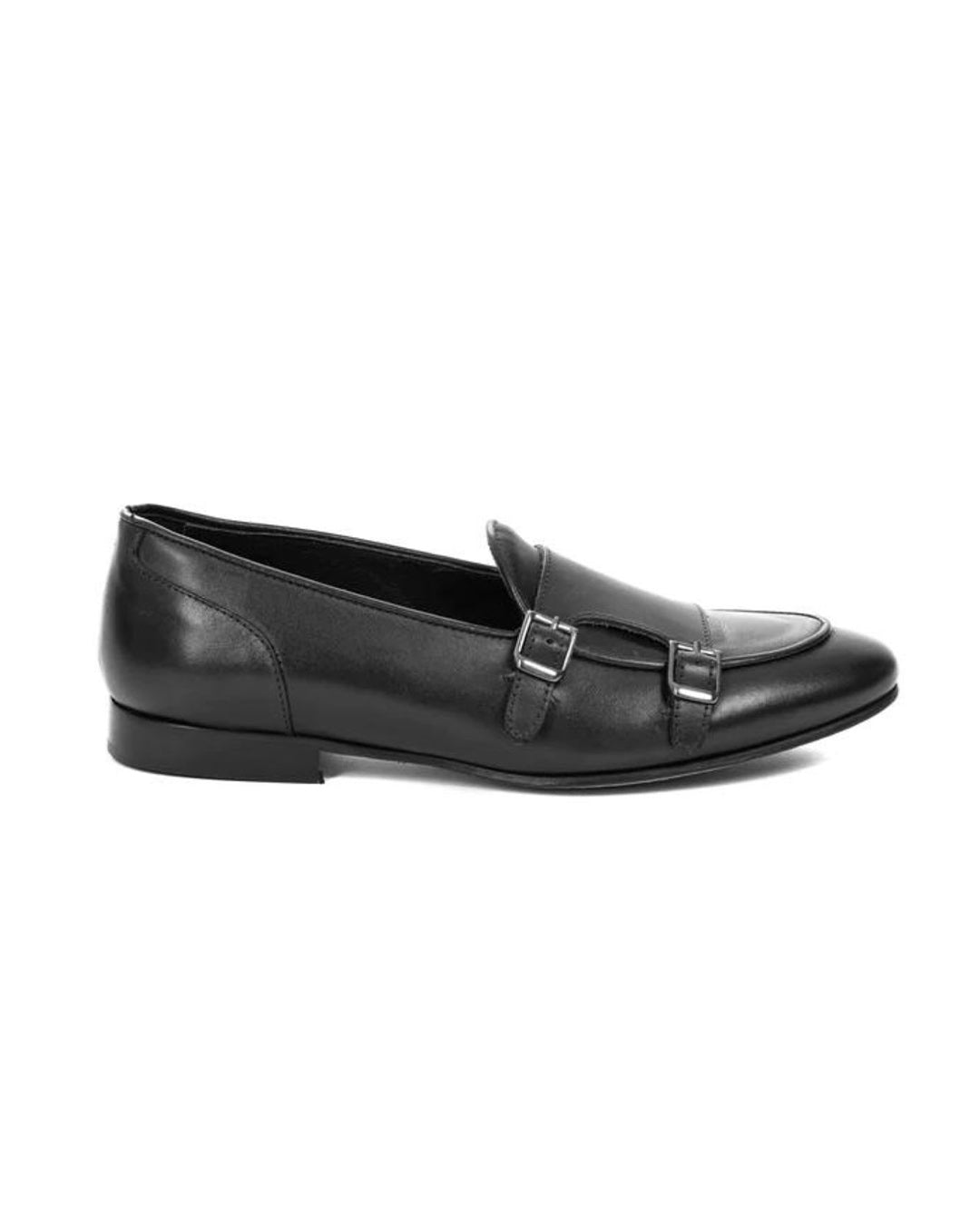 Gianni - mocassino nero con doppia fibbia