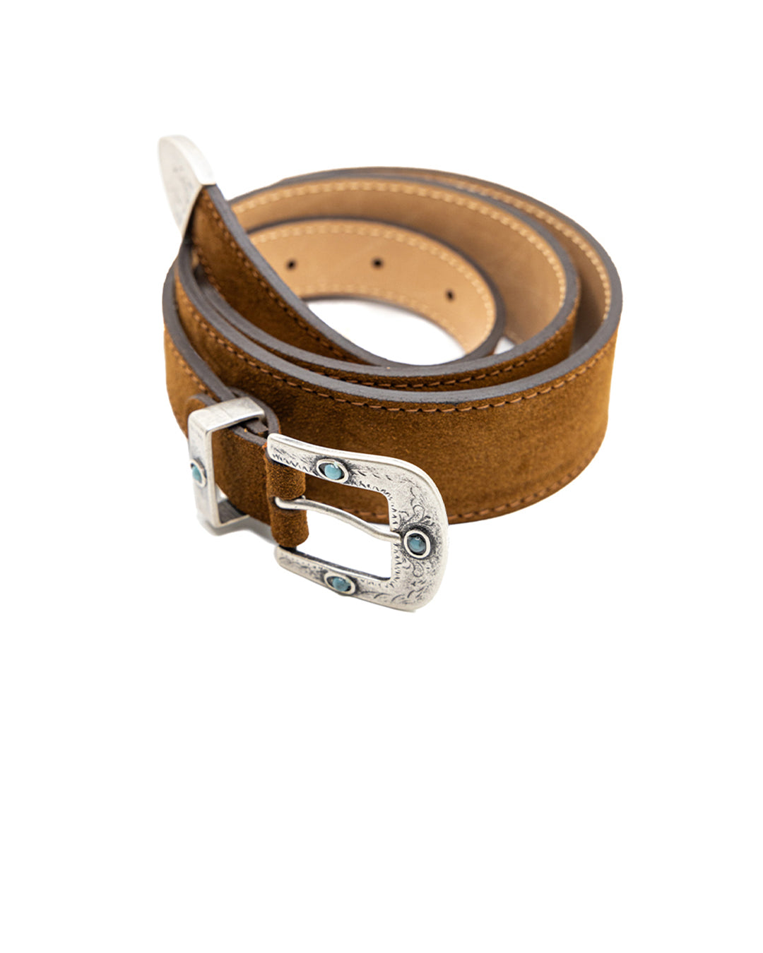 Quirico - ceinture bijou camel en suède