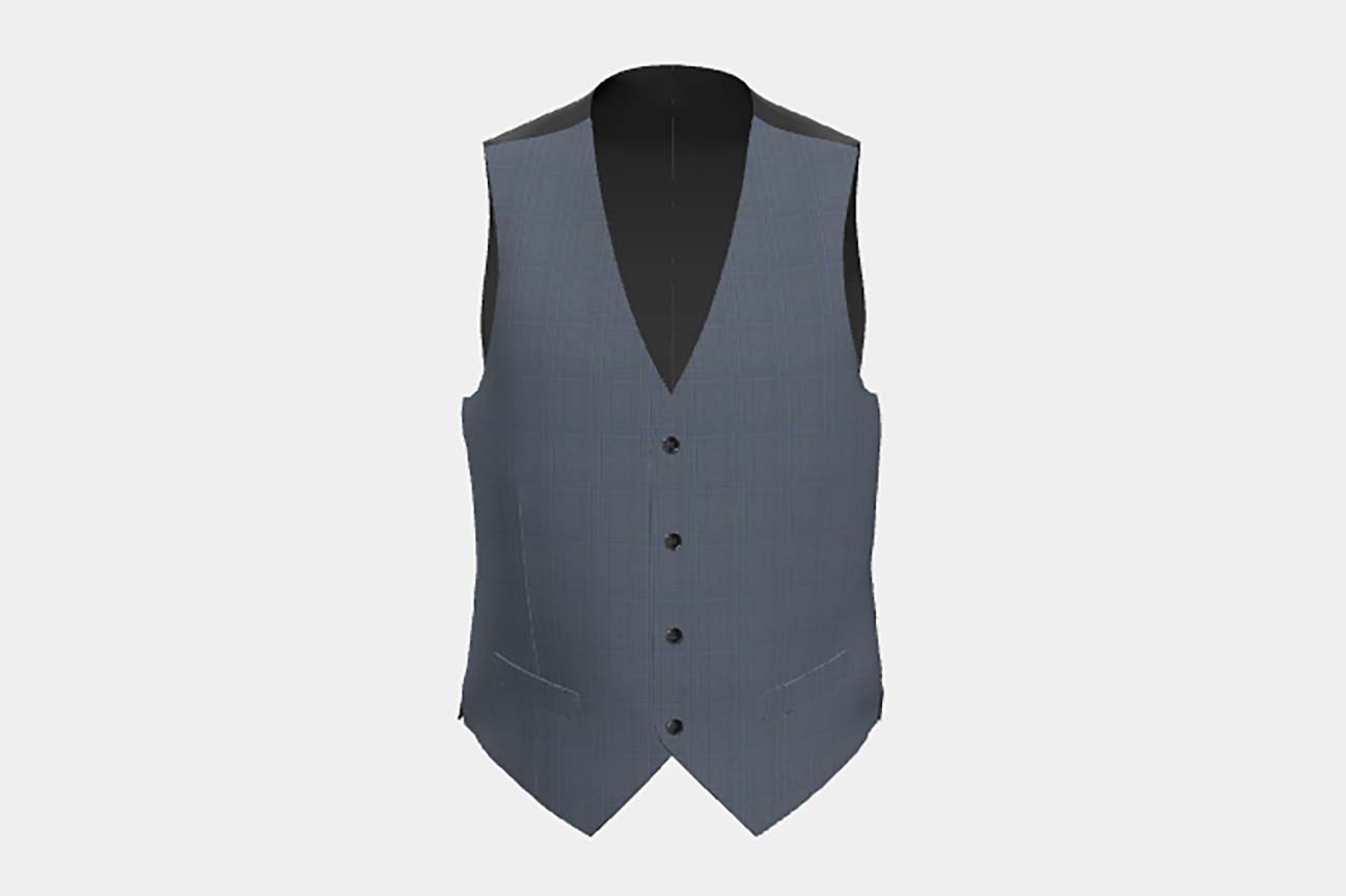 Light blue 130s Prince of Wales wool custom-made waistcoat Caccioppoli
