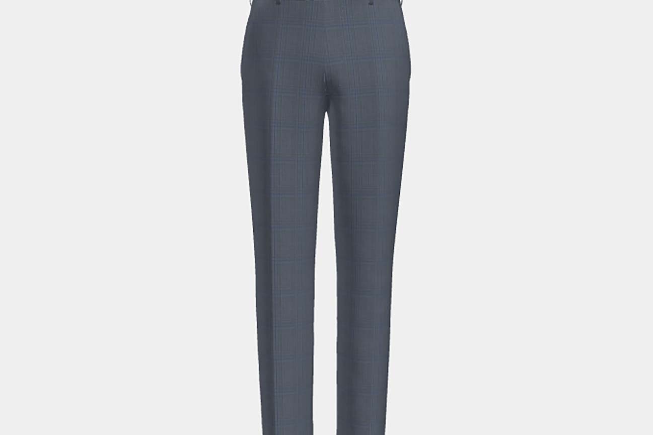 Pantalon en laine Prince de Galles années 130 sur mesure en bleu clair Caccioppoli