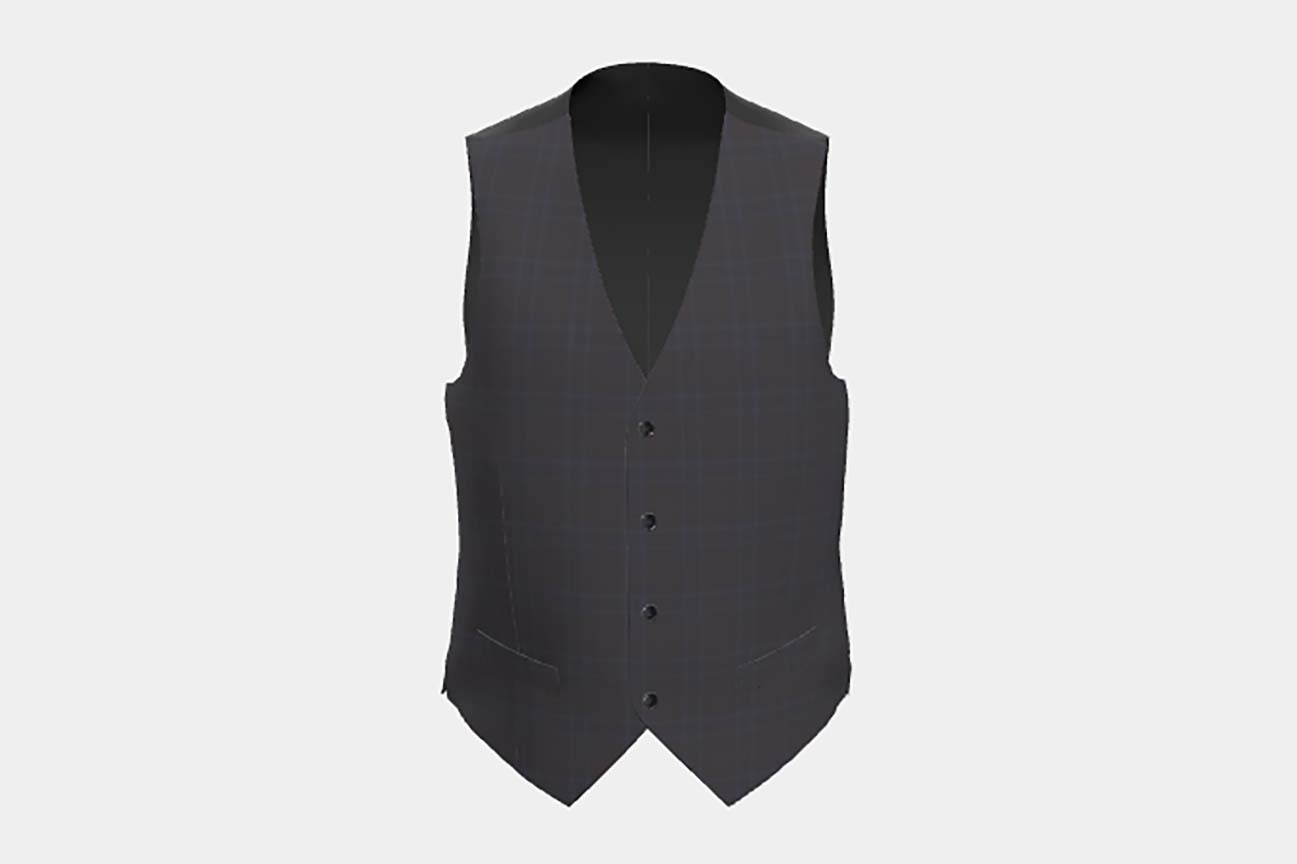 Custom made 130s wool vest with brown window Caccioppoli