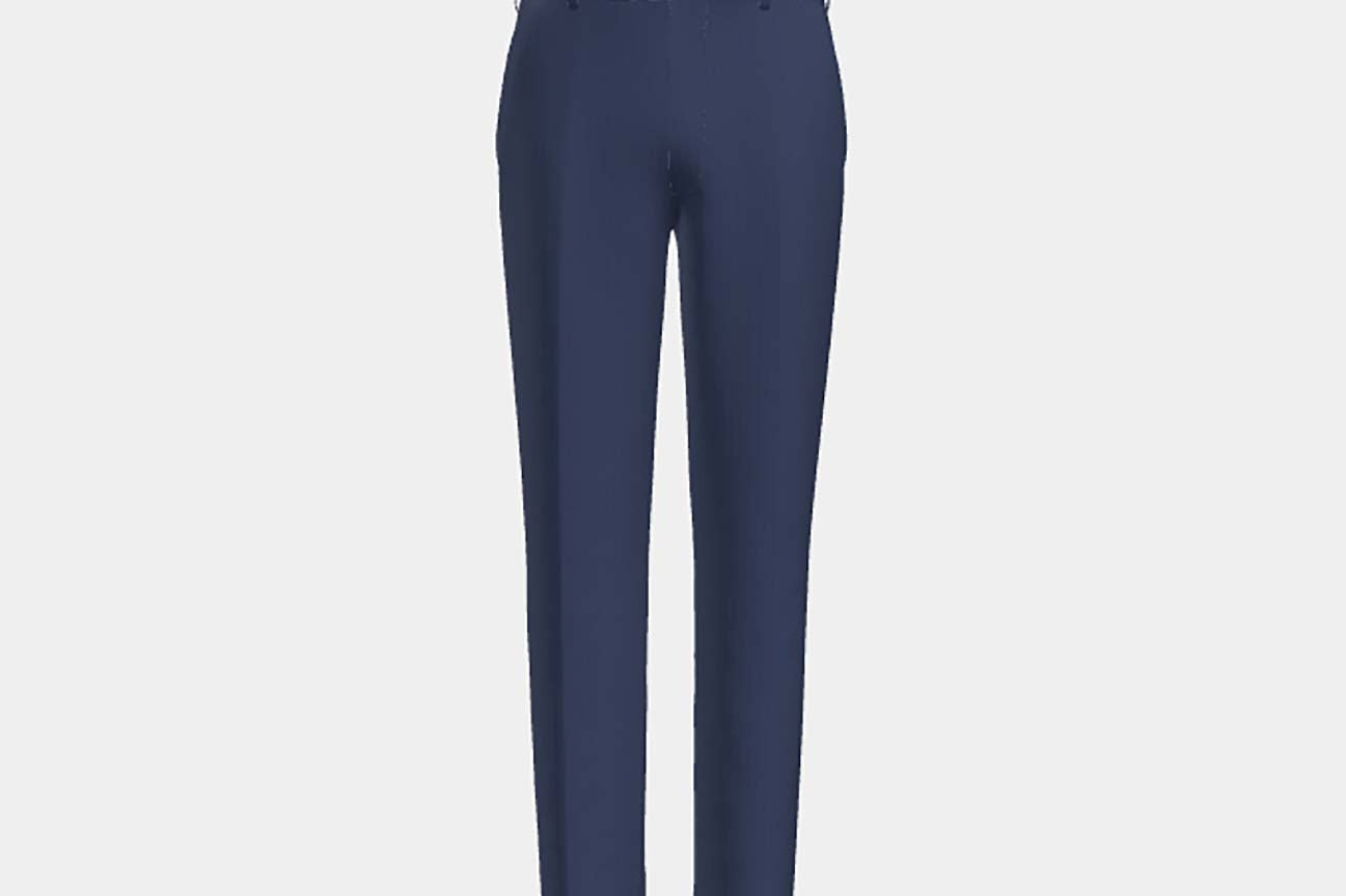 Bespoke 150s blue wool and silk trousers Caccioppoli