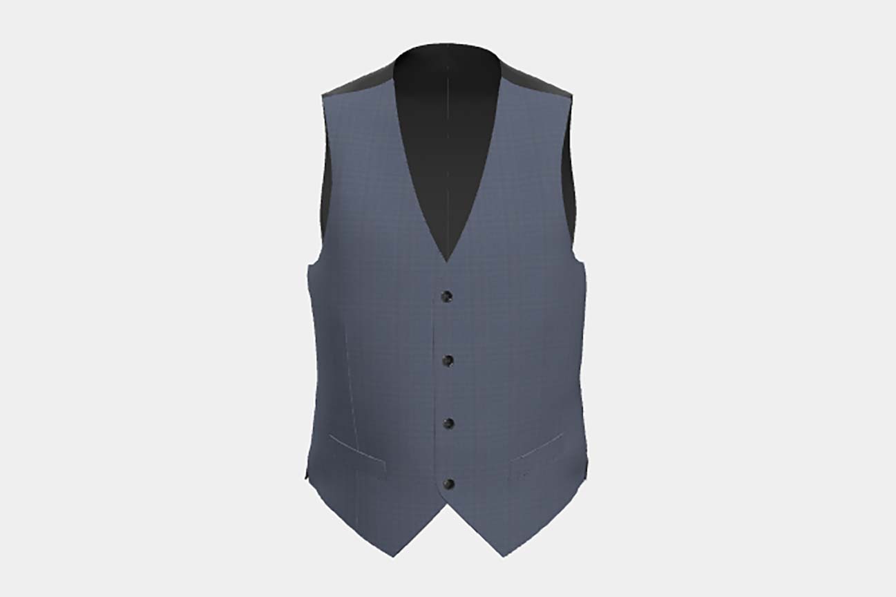 Light blue 150s wool and silk tailor-made waistcoat Caccioppoli