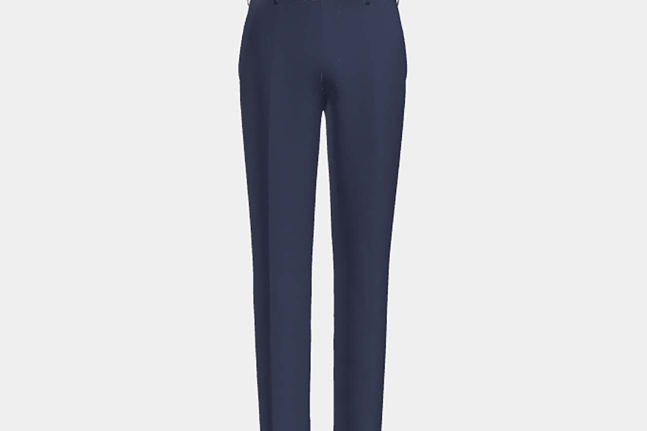 Bespoke 150s blue wool and silk trousers Caccioppoli