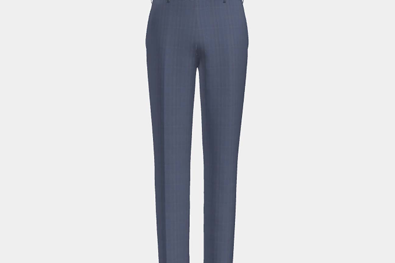 Bespoke 150s blue wool and silk trousers Caccioppoli