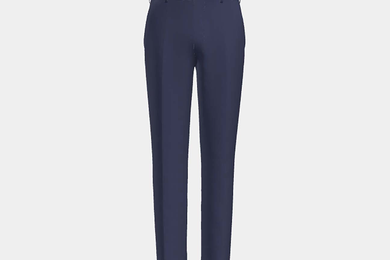 Bespoke 150s blue wool and silk trousers Caccioppoli