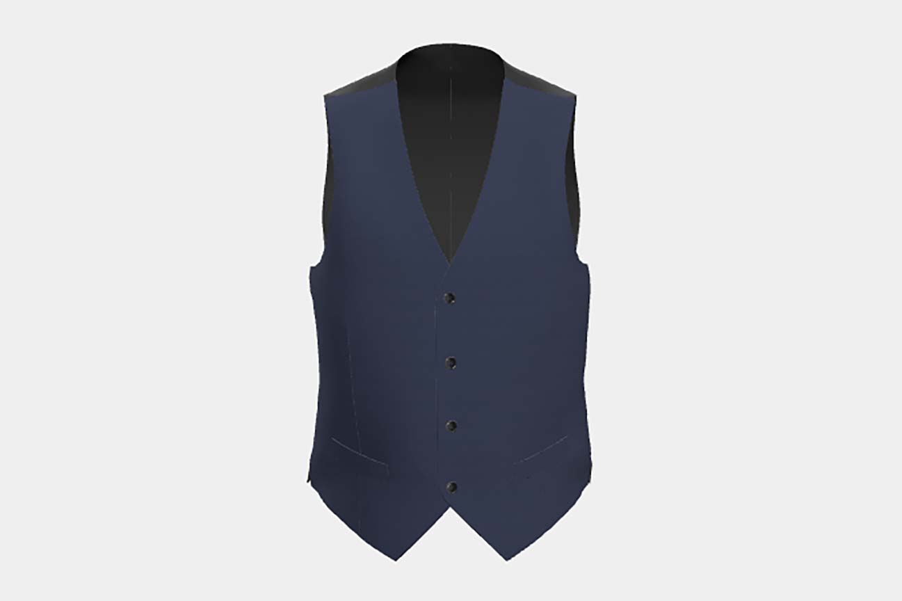 Gilet su misura lana 130s finestrato blu Caccioppoli