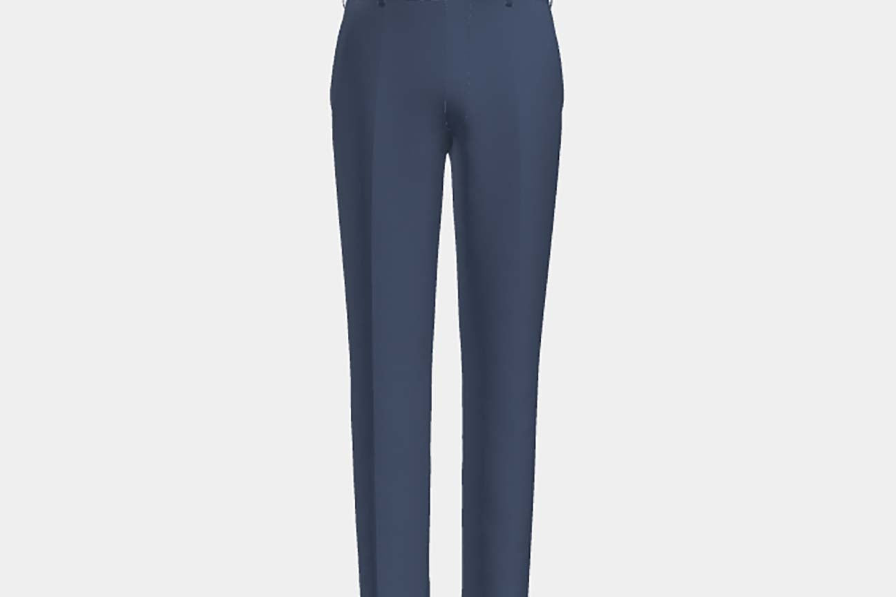 Pantalon sur mesure en laine et soie bleu années 150 Caccioppoli