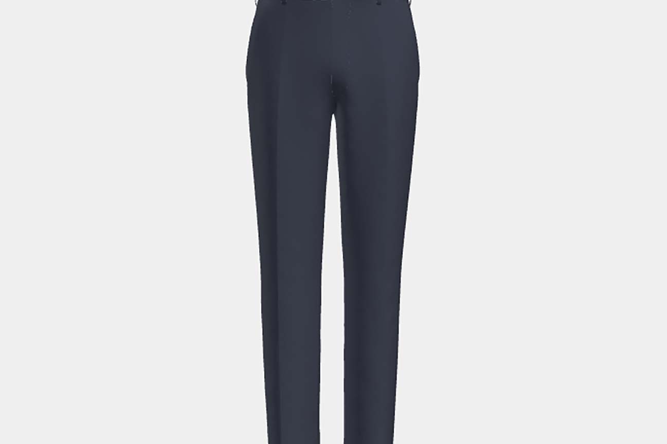 Pantalon sur mesure en laine et soie bleu années 150 Caccioppoli