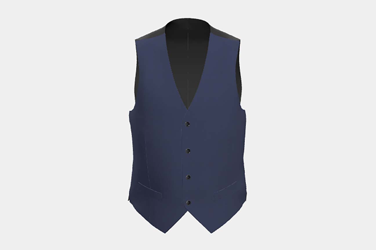 Made to measure 150s blue wool and silk waistcoat Caccioppoli