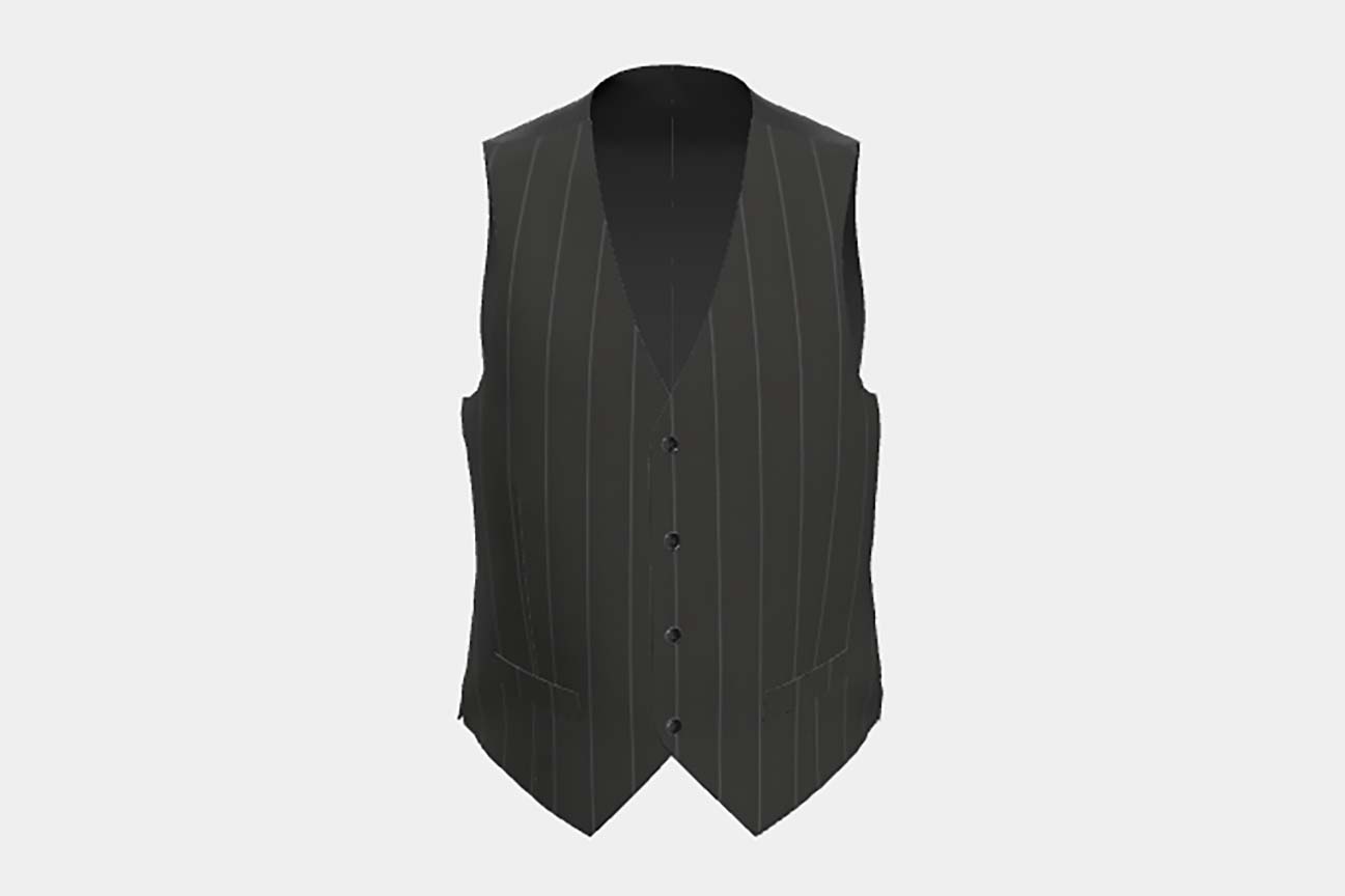 Tailored 130s wool waistcoat with black pinstripe Caccioppoli