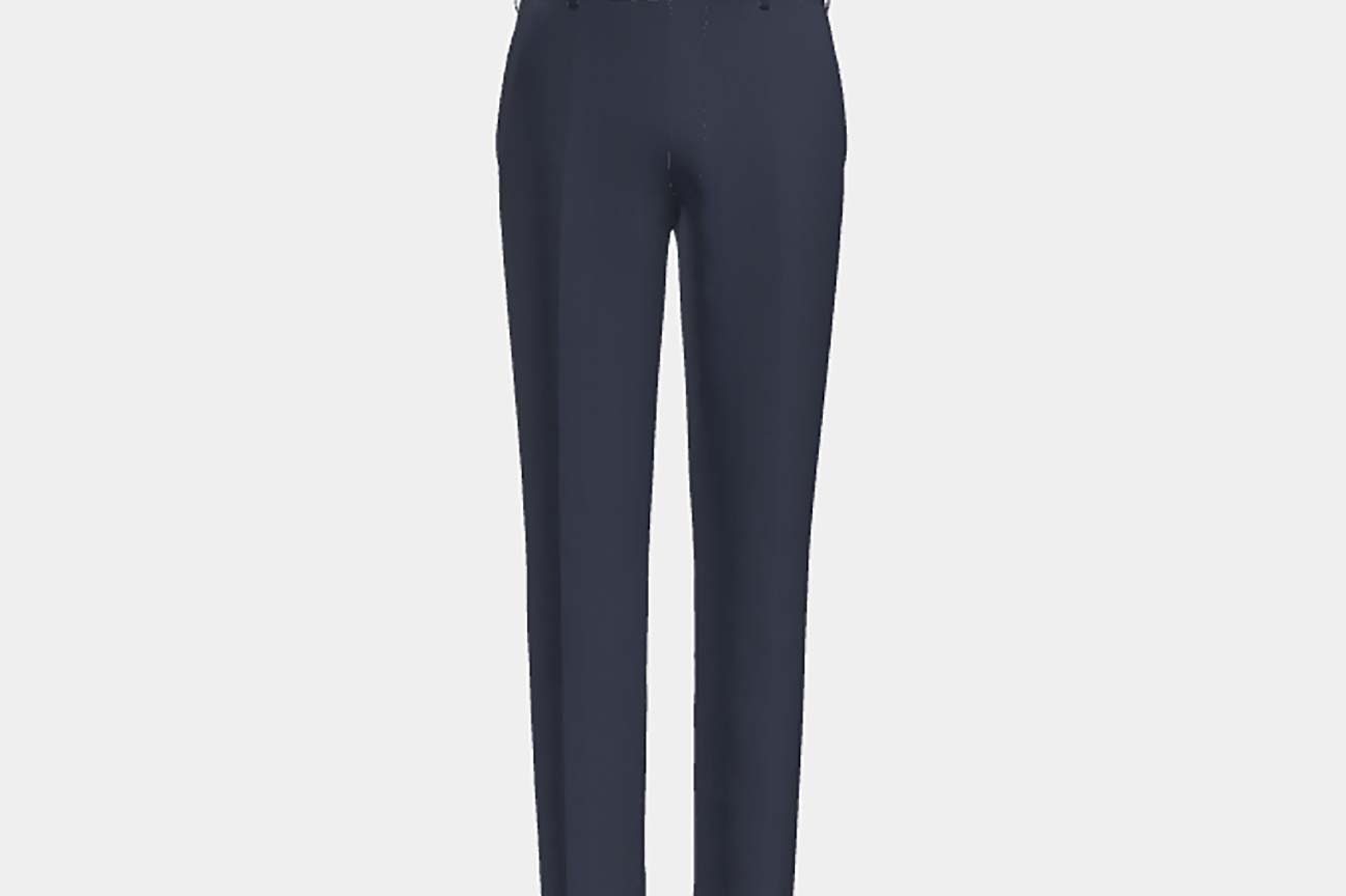 Pantalon sur mesure en laine et soie bleu années 150 Caccioppoli