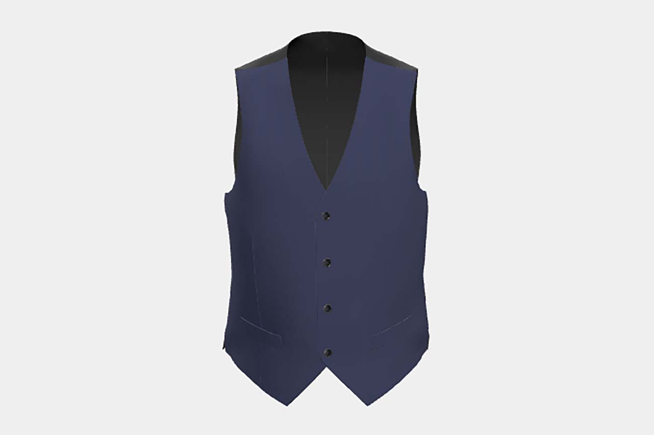 Gilet su misura lana e seta 150s blu Caccioppoli