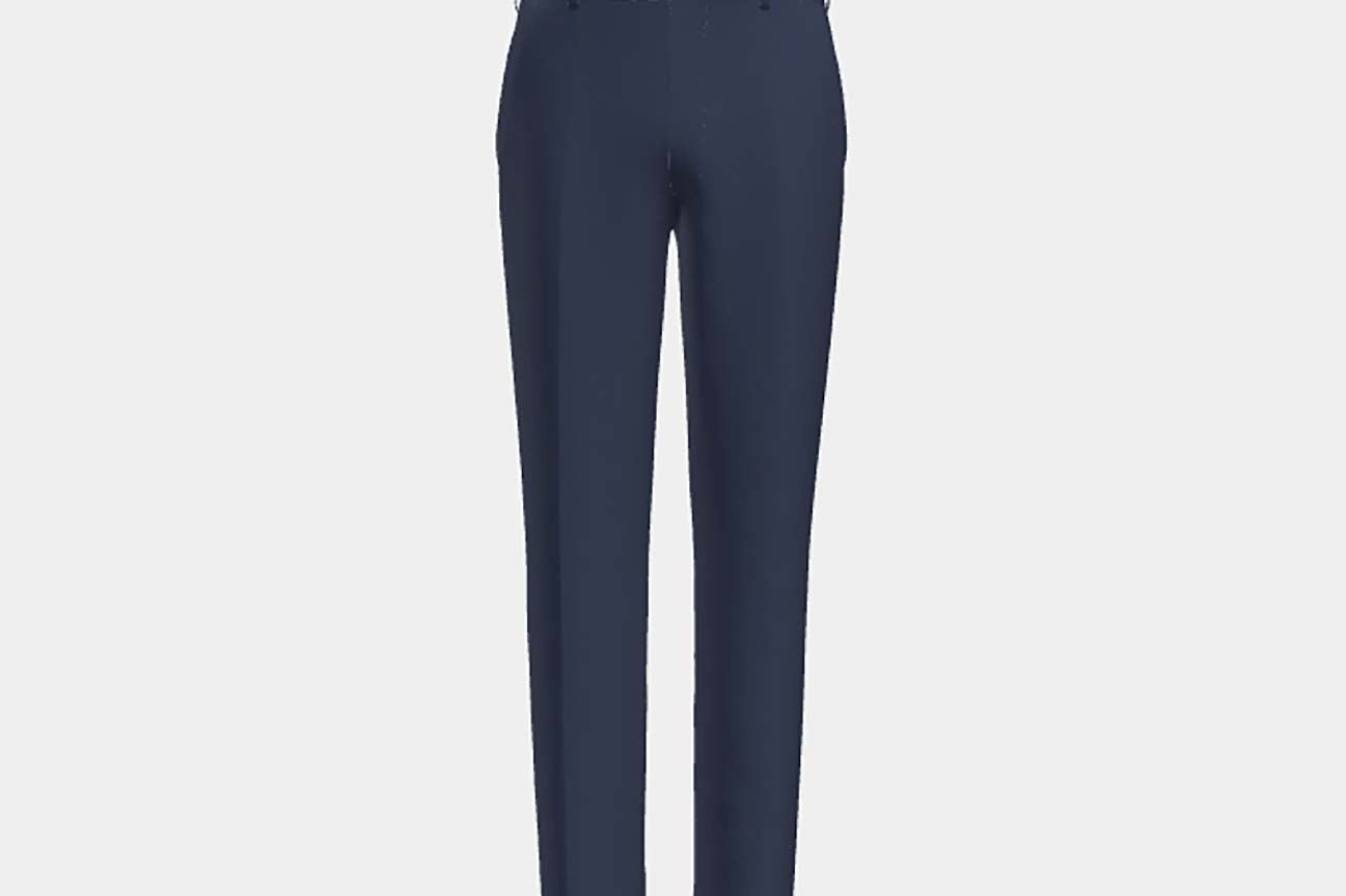 Pantalon tailleur pied-de-poule en laine années 130 bleu Caccioppoli