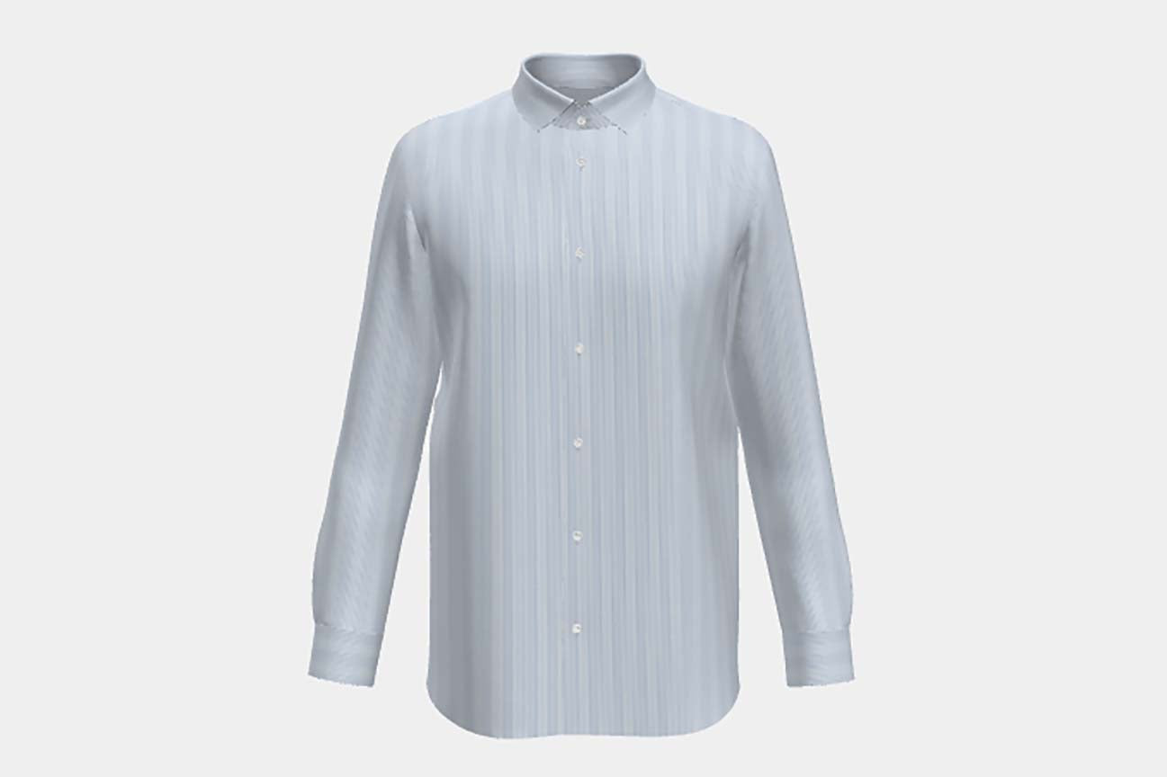 Chemise ajustée en sergé de coton à rayures bleu clair