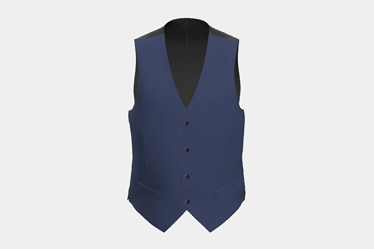 Gilet su misura lana e seta 150s blu Caccioppoli