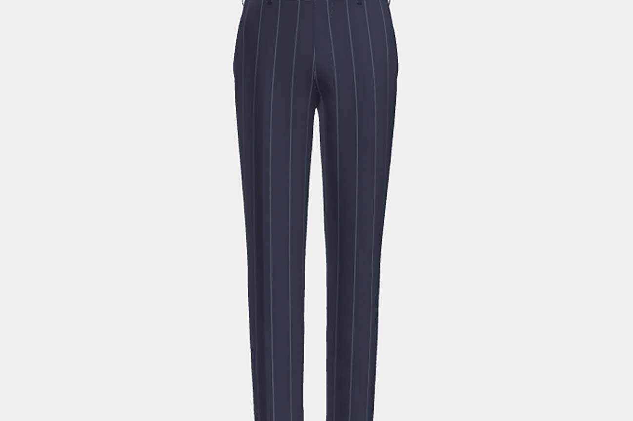 Bespoke 150s blue wool and silk trousers Caccioppoli