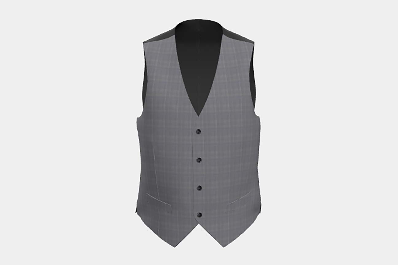 Made to measure 150s gray wool and silk waistcoat Caccioppoli