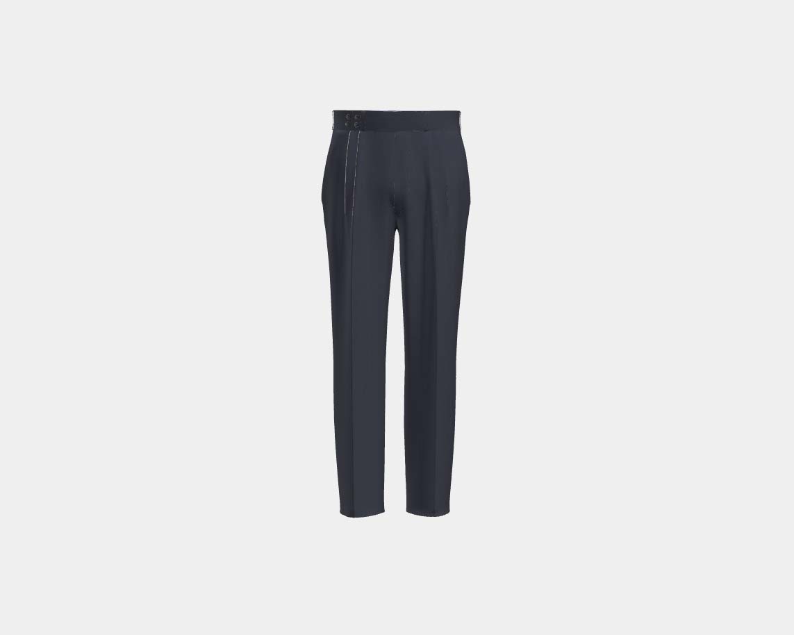 Caccioppoli blue 150s wool and silk tailored trousers with band