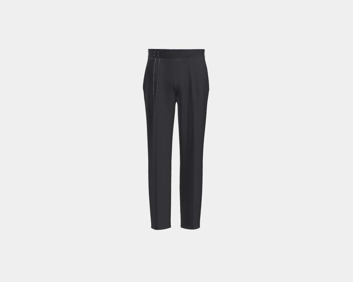 Pantalone con fascia su misura lana 130s blu Caccioppoli
