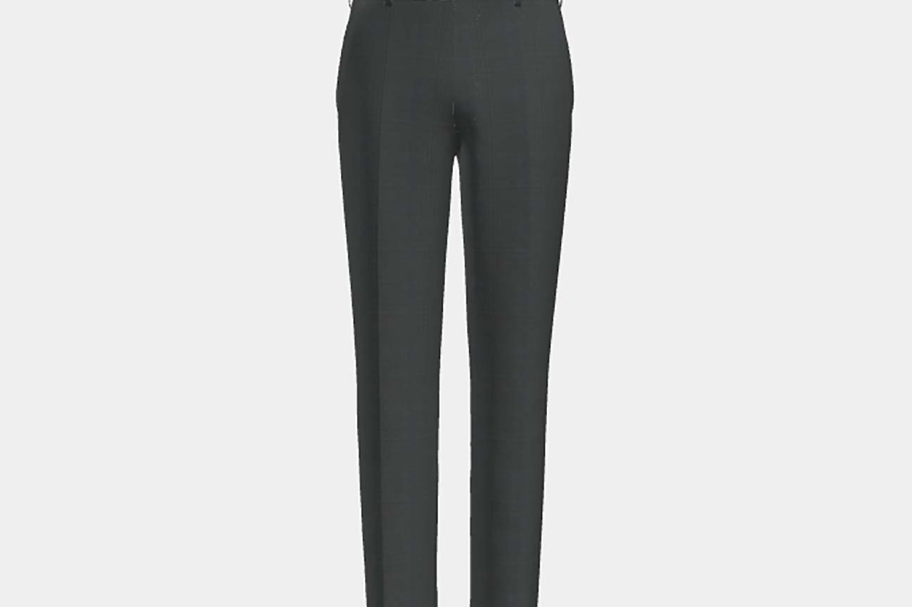 Pantalon sur mesure en laine Prince de Galles vert années 130 Caccioppoli