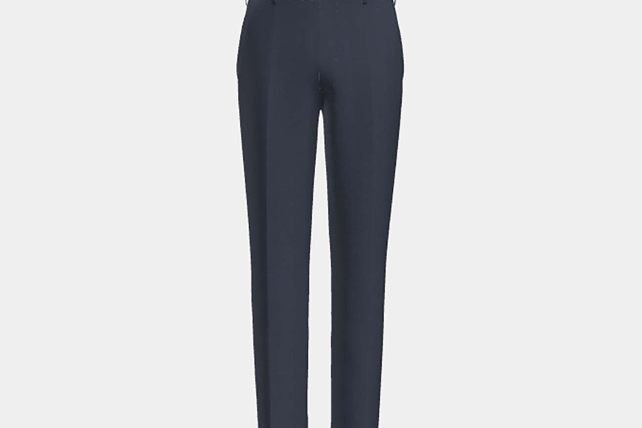 Bespoke 130s Prince of Wales wool trousers in blue Caccioppoli