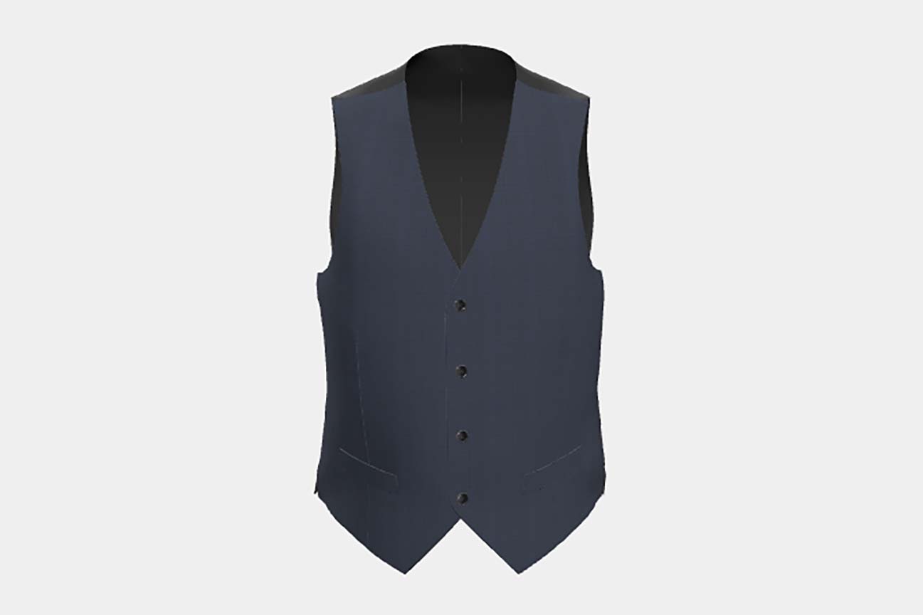 Gilet en laine Prince de Galles des années 130 sur mesure en bleu Caccioppoli