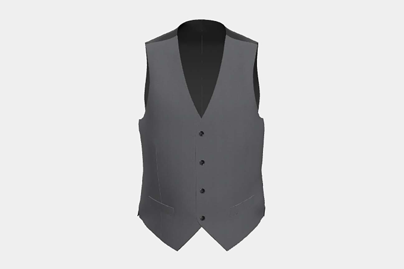 Made to measure 150s gray wool and silk waistcoat Caccioppoli