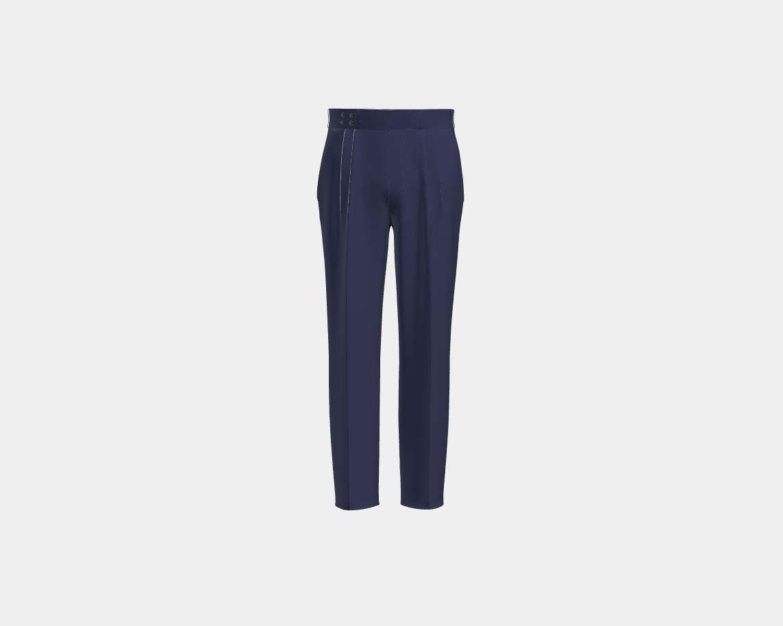 Pantalone con fascia su misura lana 110s blu Canonico