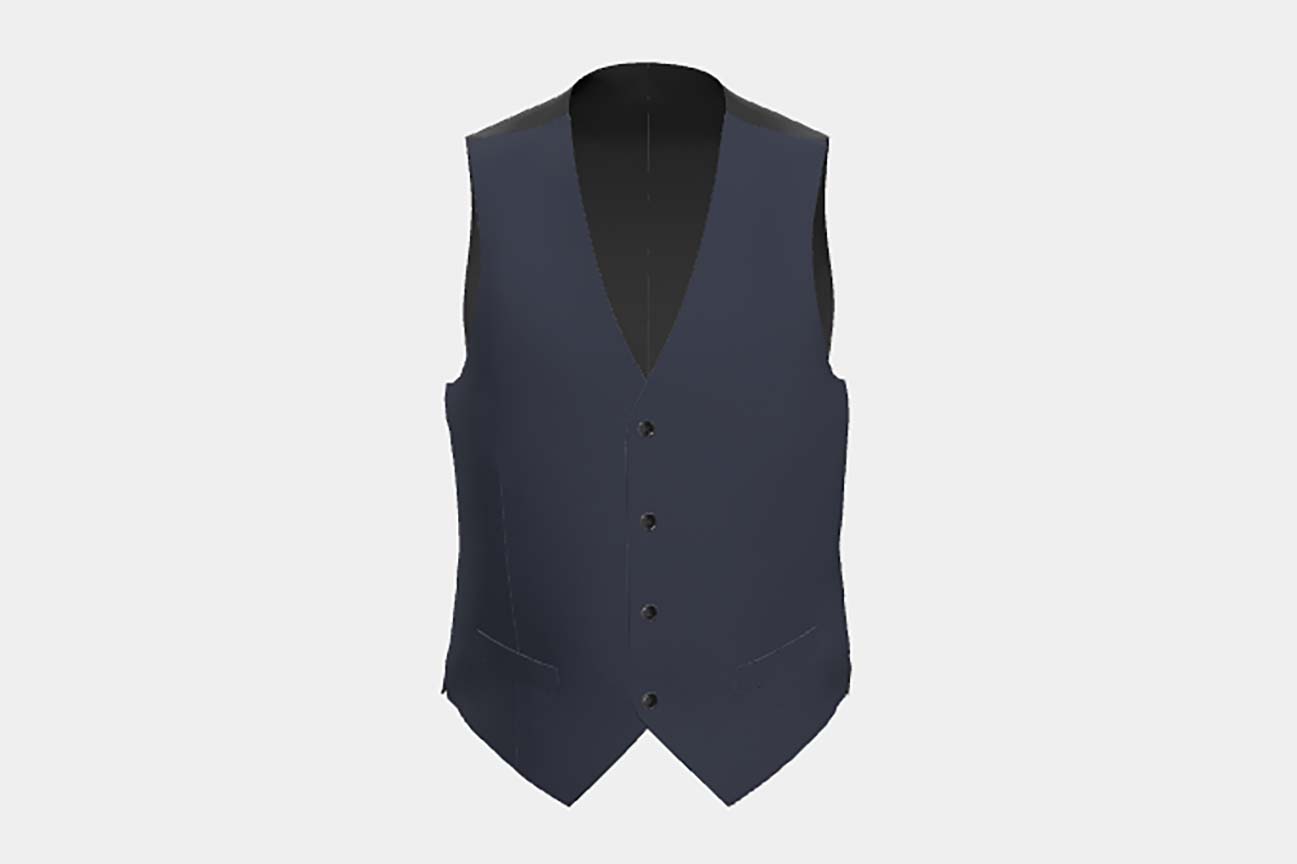 Made to measure 150s blue wool and silk waistcoat Caccioppoli