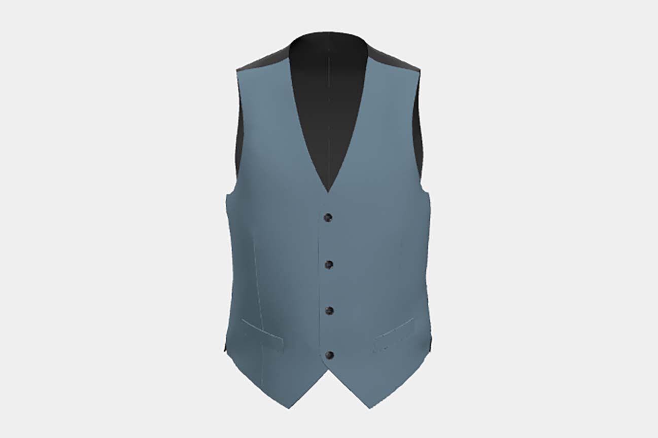 Light blue 150s wool and silk tailor-made waistcoat Caccioppoli