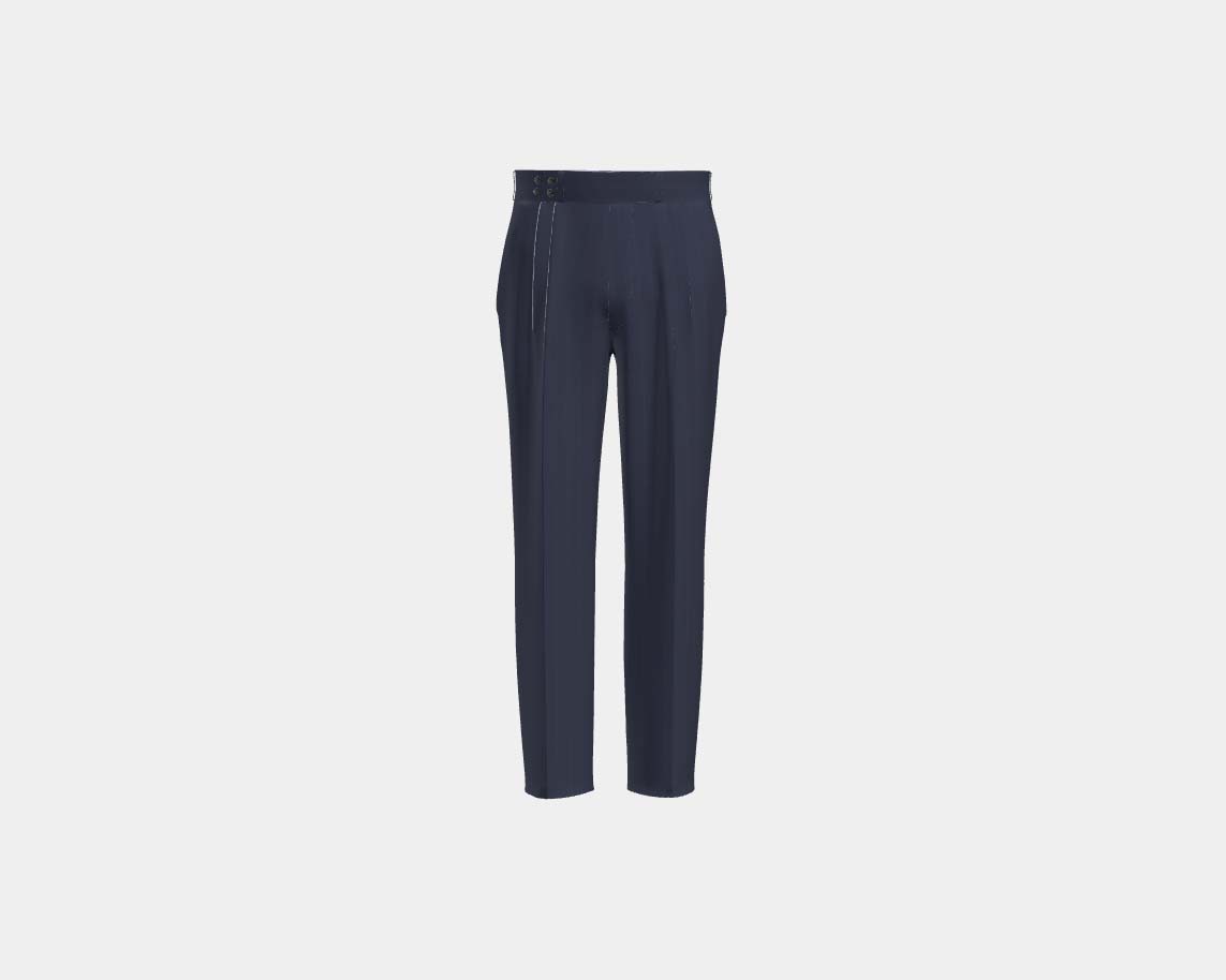Trousers with tailored band in solaro 150s wool and silk, blue Caccioppoli