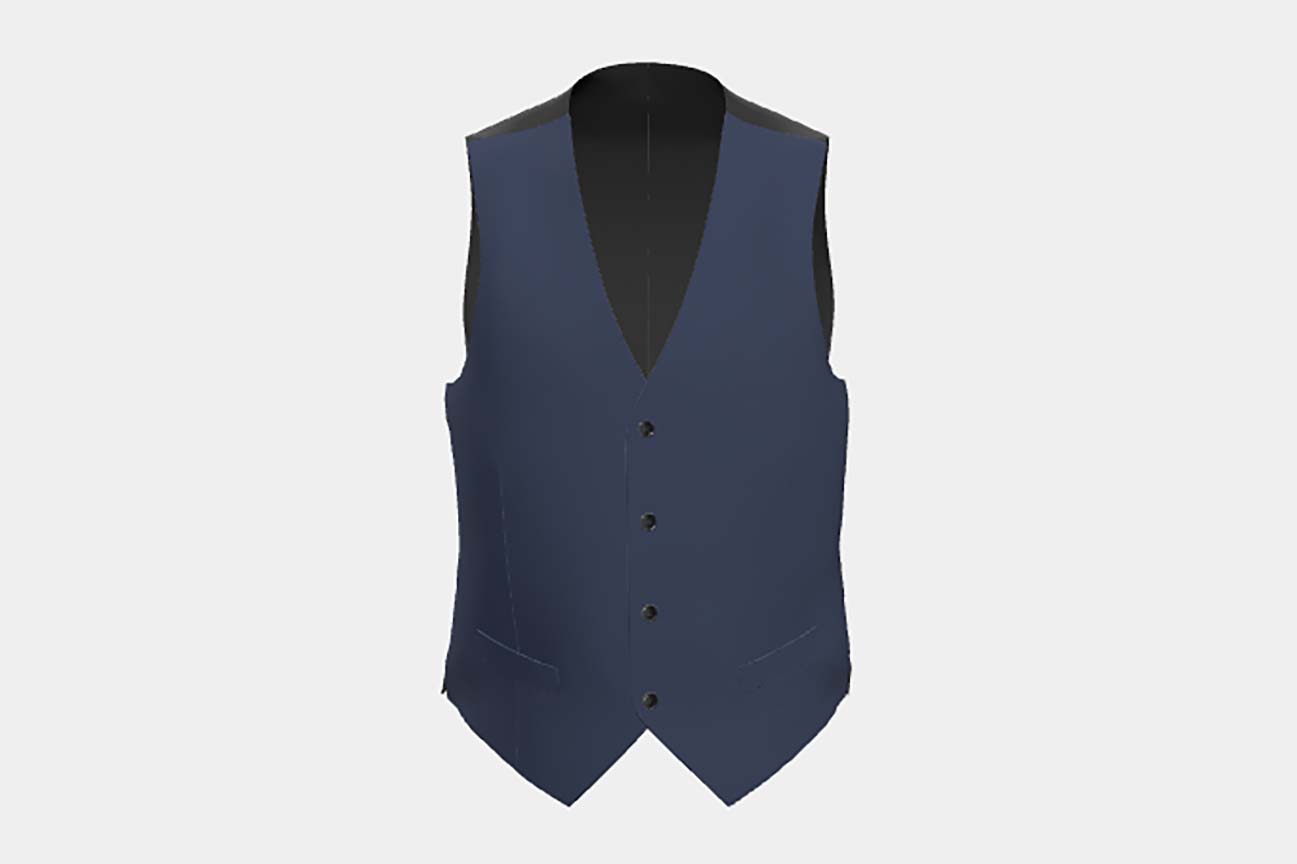 Made to measure 150s blue wool and silk waistcoat Caccioppoli