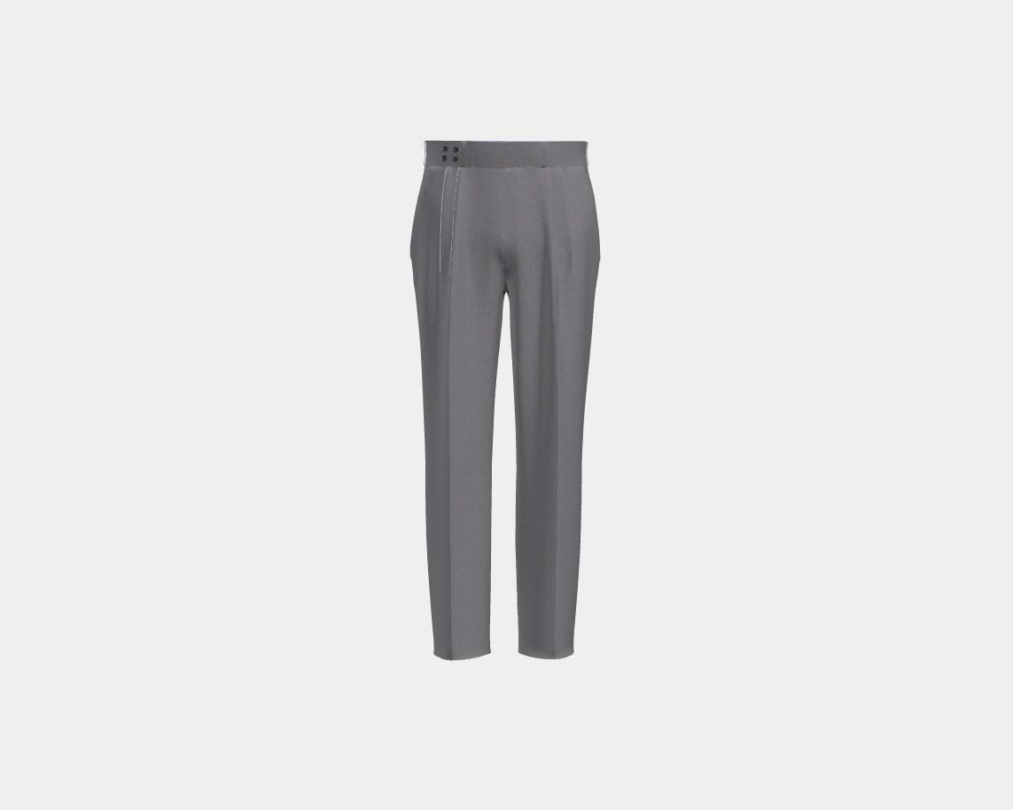 Pantalone con fascia su misura lana e seta 150s grigio Caccioppoli