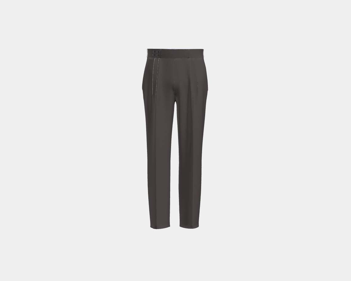 Caccioppoli brown 150s wool and silk tailored trousers with band