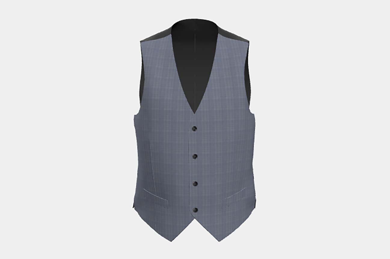 Light blue 150s wool and silk tailor-made waistcoat Caccioppoli