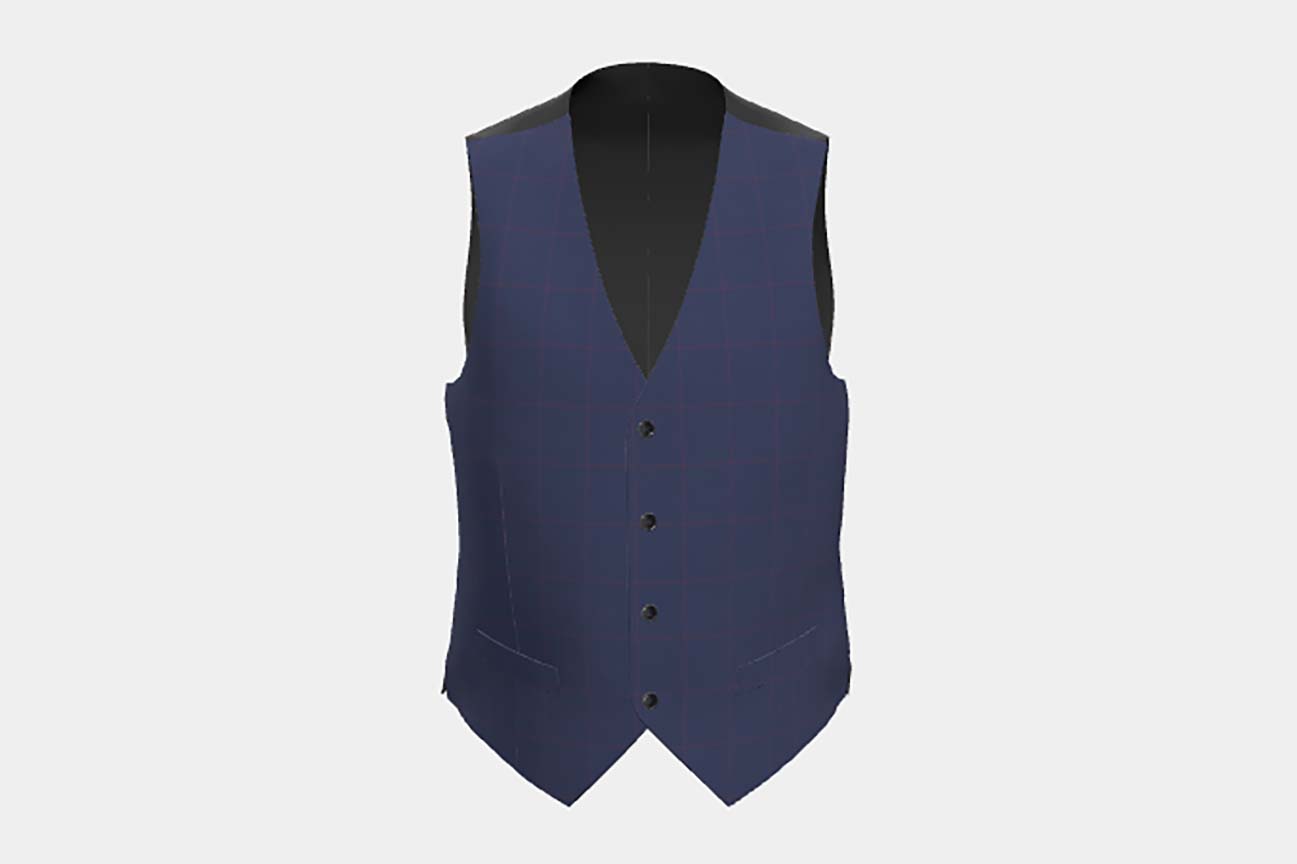 Gilet su misura lana 130s finestrato blu Caccioppoli