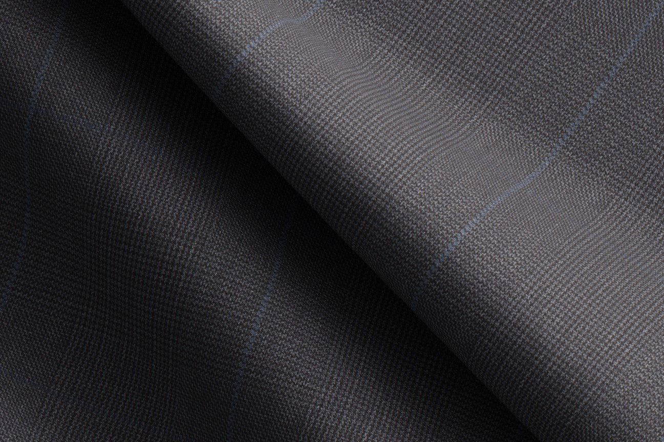 Pantalone con fascia su misura lana 130s finestrato grigio Caccioppoli