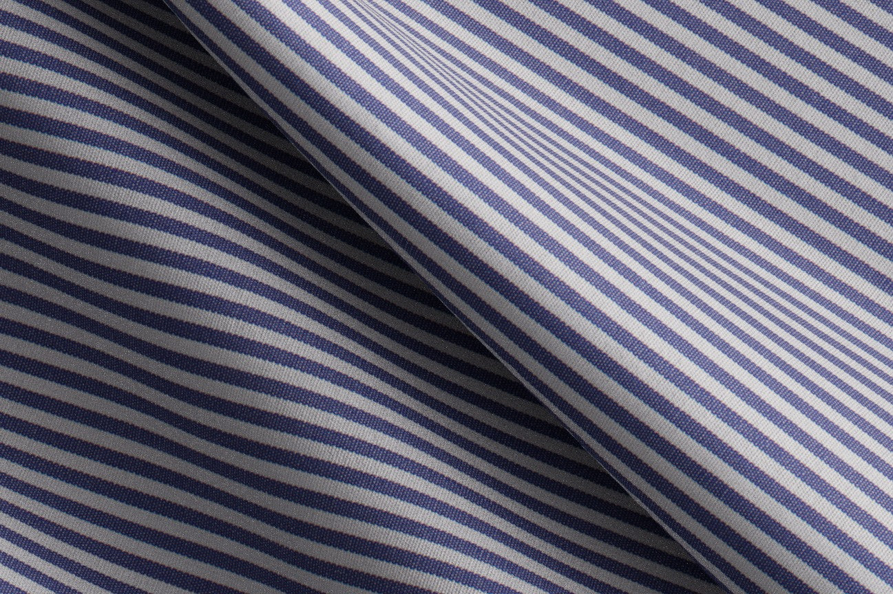 Camicia su misura cotone rigato blu
