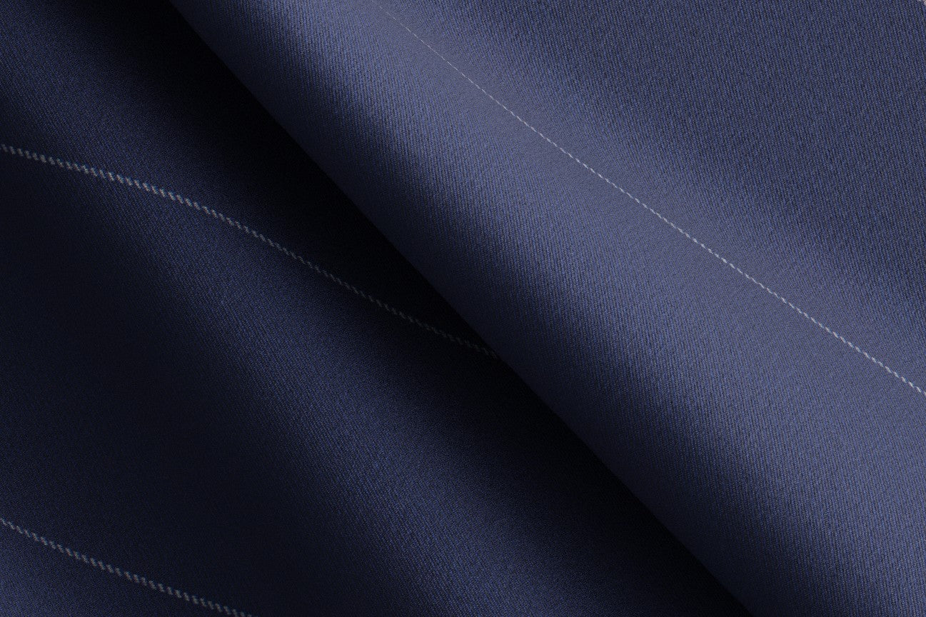 Veste ajustée en laine bleue à fines rayures des années 130 Caccioppoli