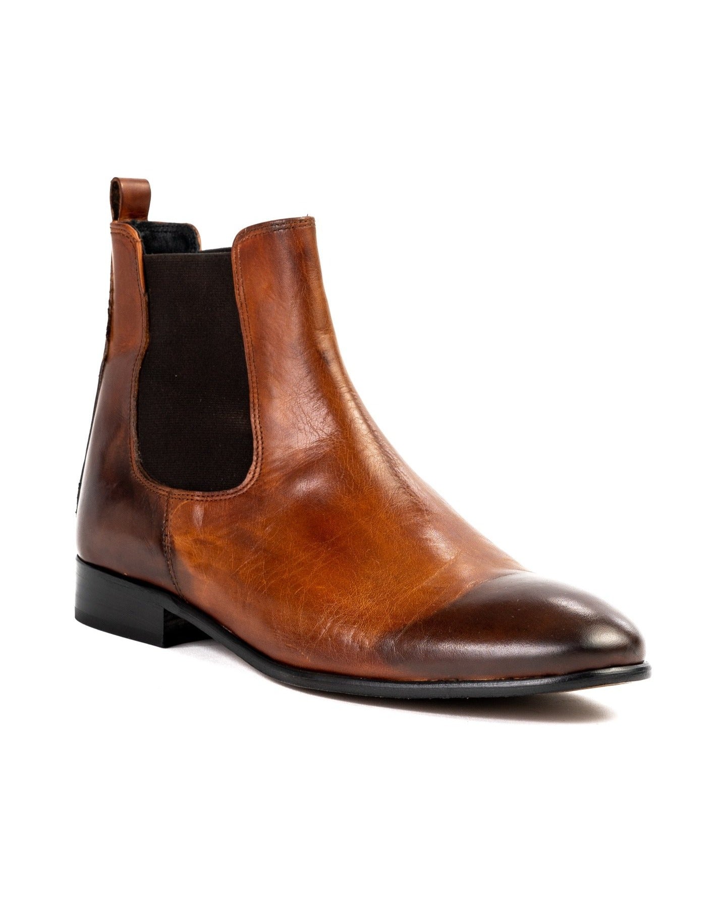 Dre - chelsea boots in pelle marrone sporcata