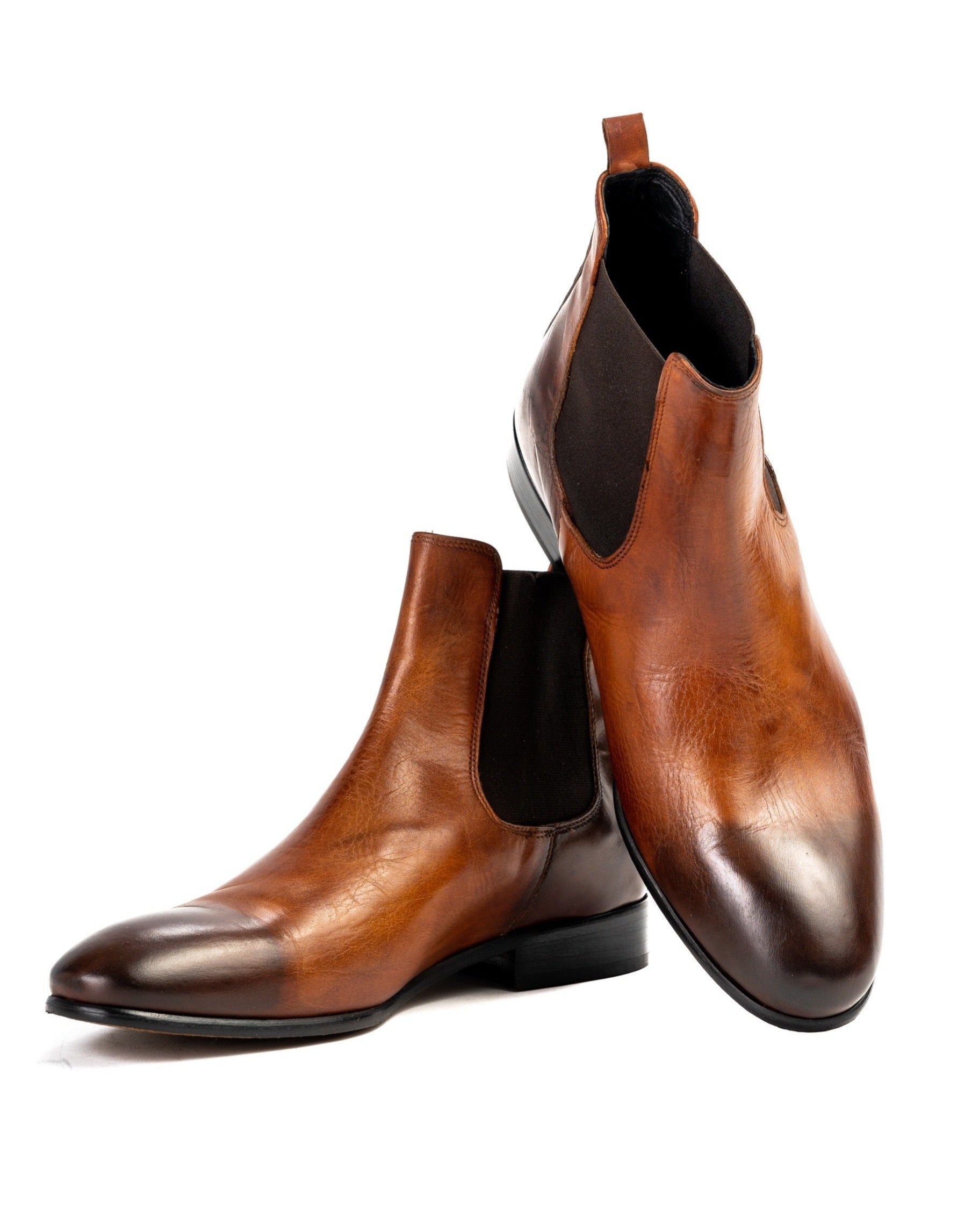 Dre - chelsea boots in pelle marrone sporcata