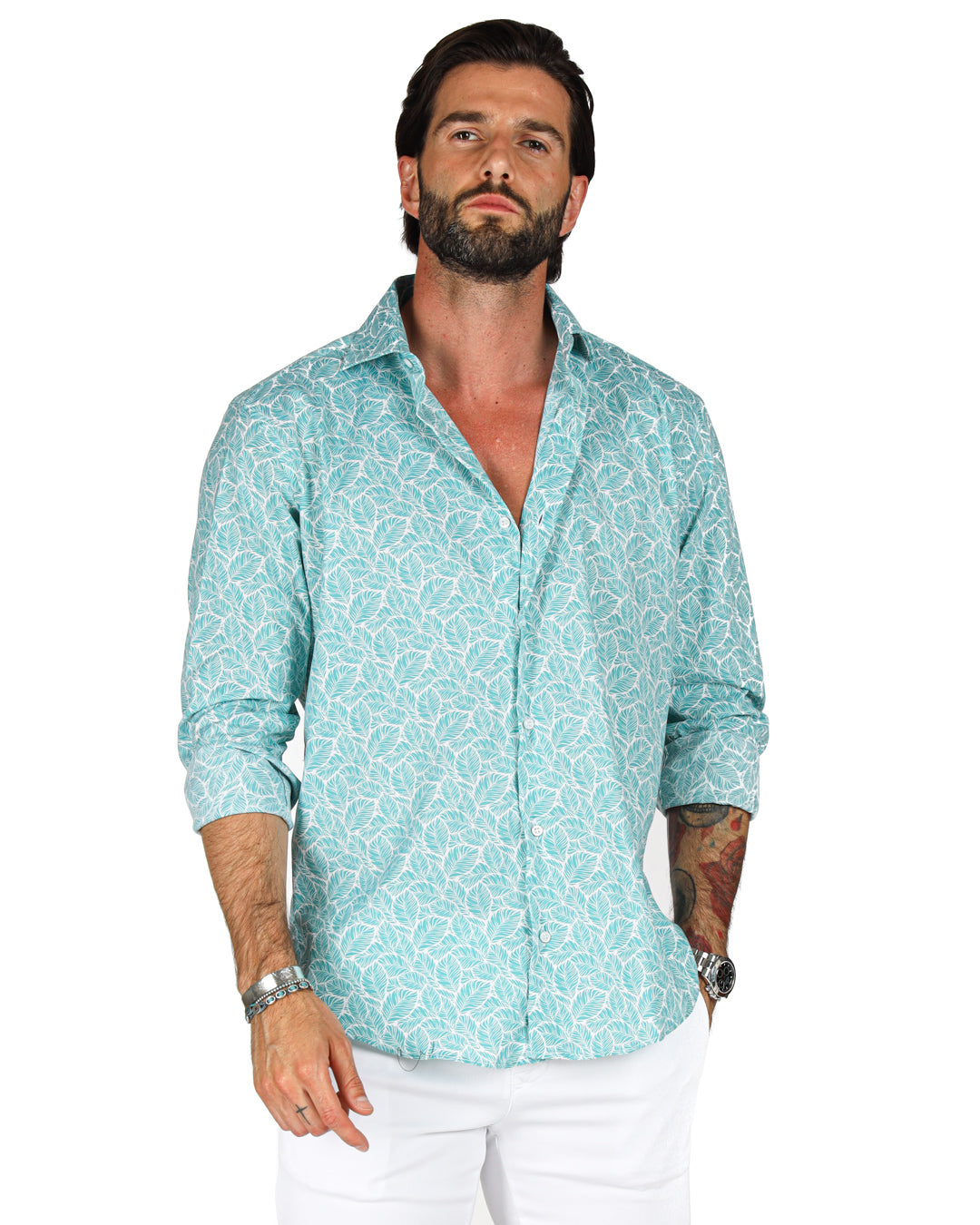 Antigua - Classic green floral patterned shirt